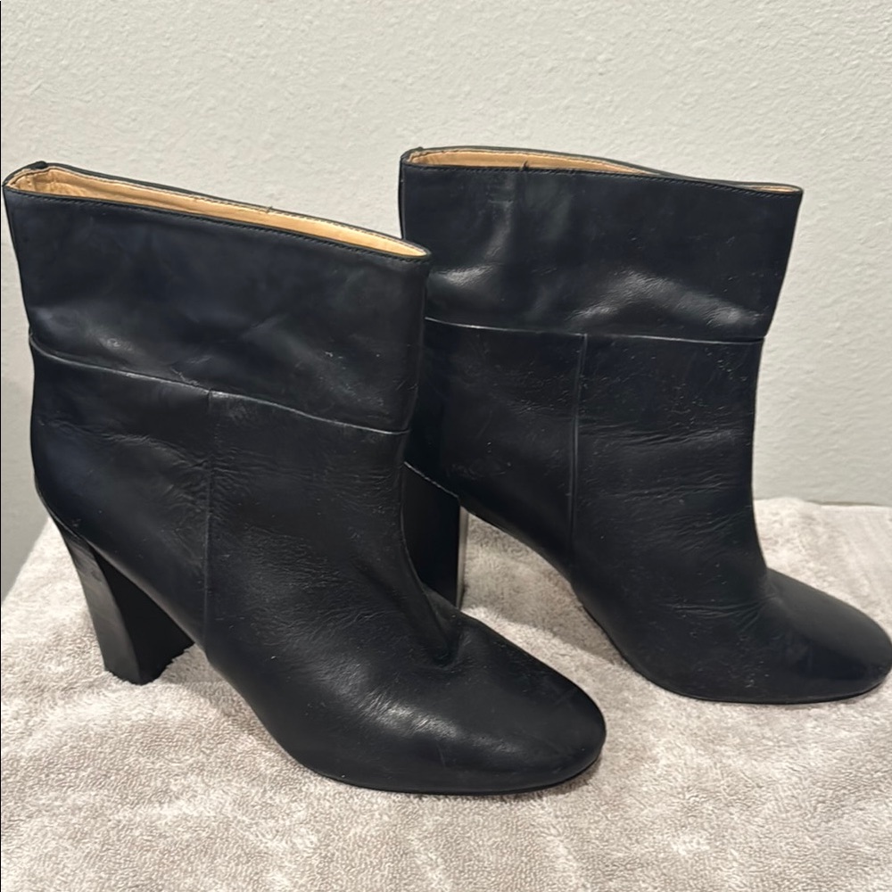 Joe Fresh Black Heeled Boots with Chunky Heel and Polished Finish